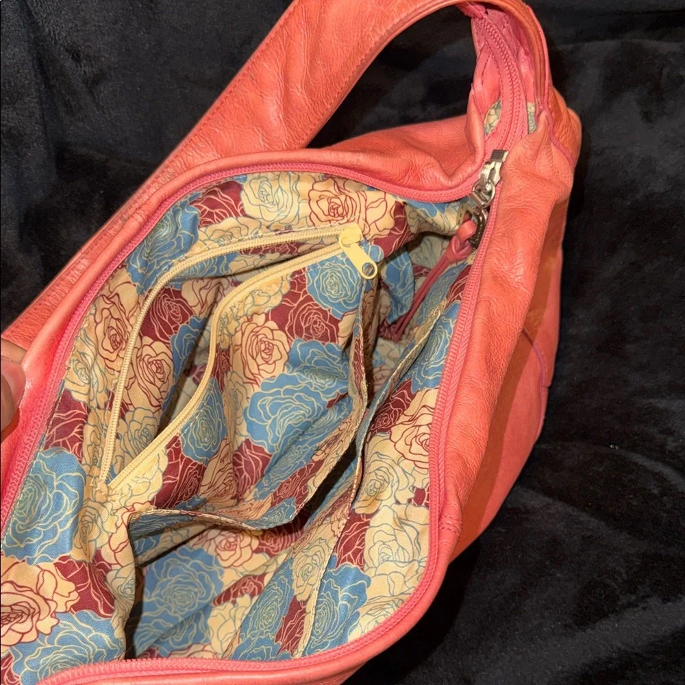 HOBO Bold Coral pink Leather Vintage Hobo Bag